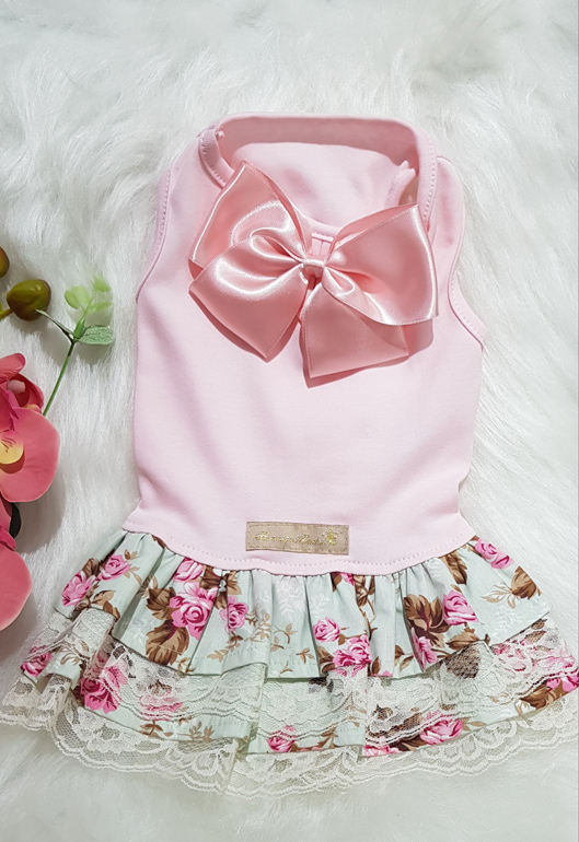 vestido rosa com verde