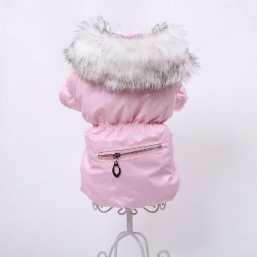 Jaqueta Rosa Gola de Pelos para Cachorro